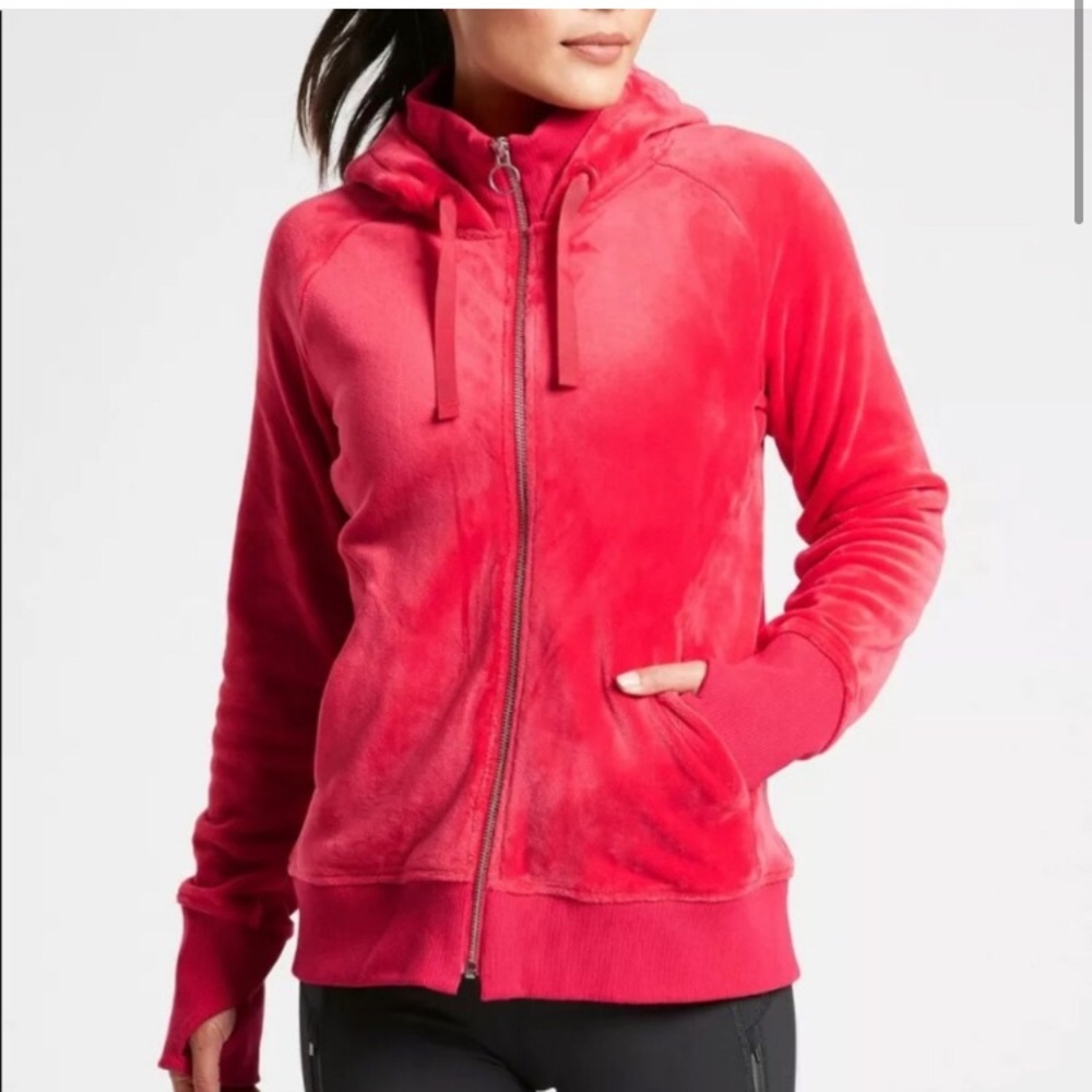 Athleta Hibiscus Red Double Cozy Karma Triumph Hoodie Size Small